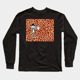 GG Coffee Guy Stick Figure Giraffe Print Long Sleeve T-Shirt